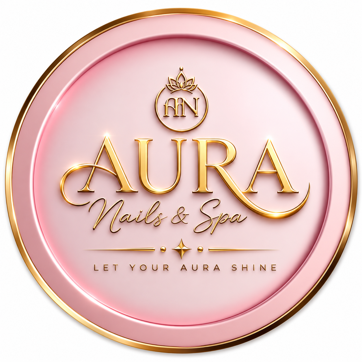 Aura Nails & Spa logo in roze en goud